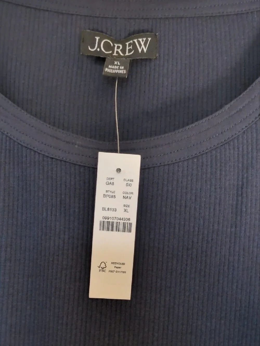 J. Crew Navy Short Puff Sleeve Top